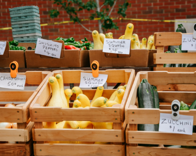 Harvested produce stored in eco-friendly containers at KC Farms